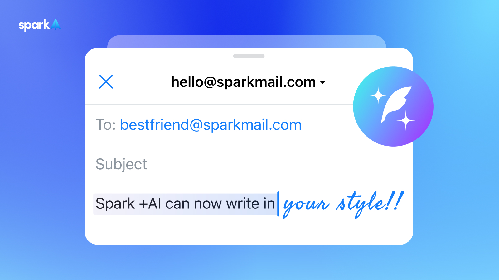 My Writing Style drafts +AI emails in your unique voice